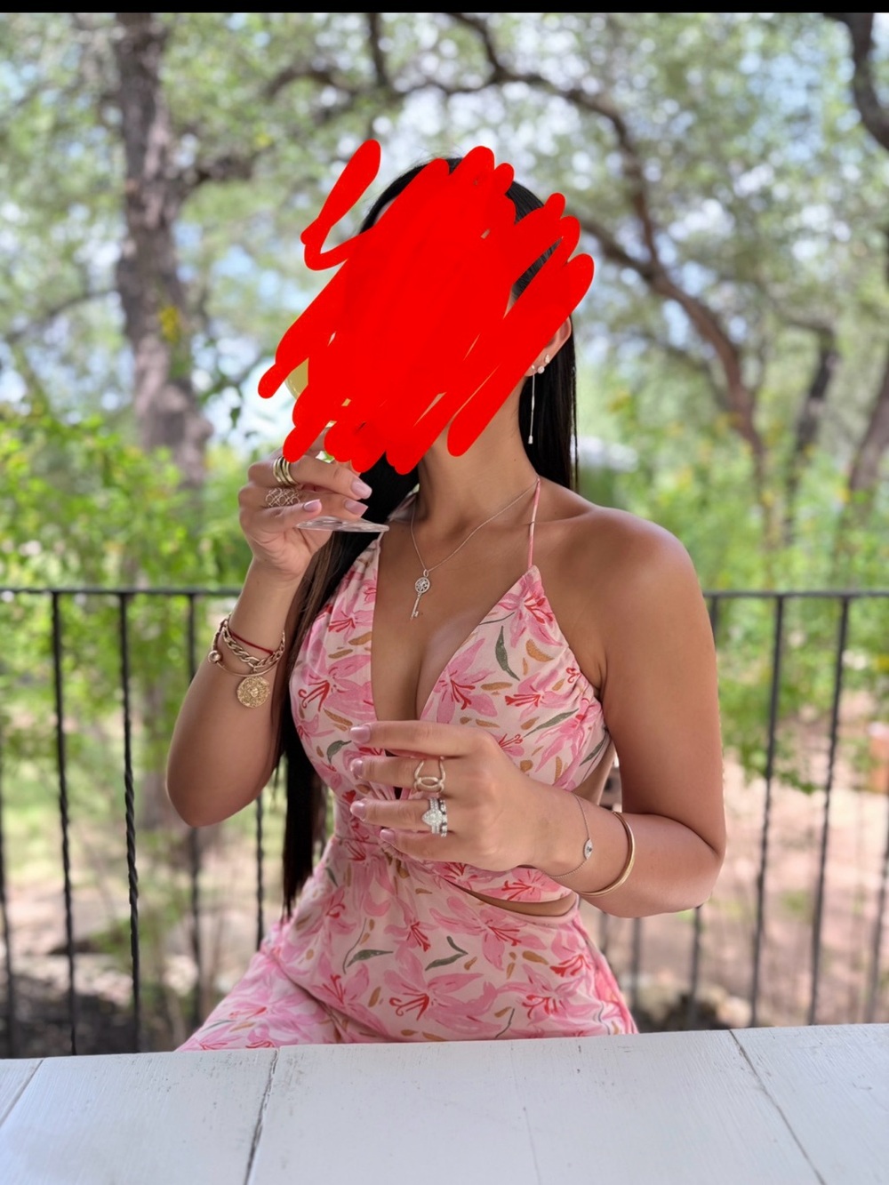 Hello Molly Pink Floral Cutout High-Low Maxi Dress - Picture 2 of 3